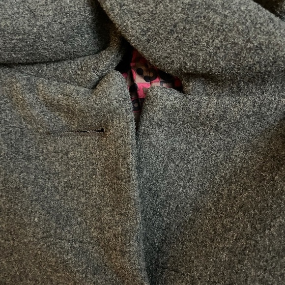 Grey Button wool blend coat with removable lower sleeves. - Picture 8 of 10